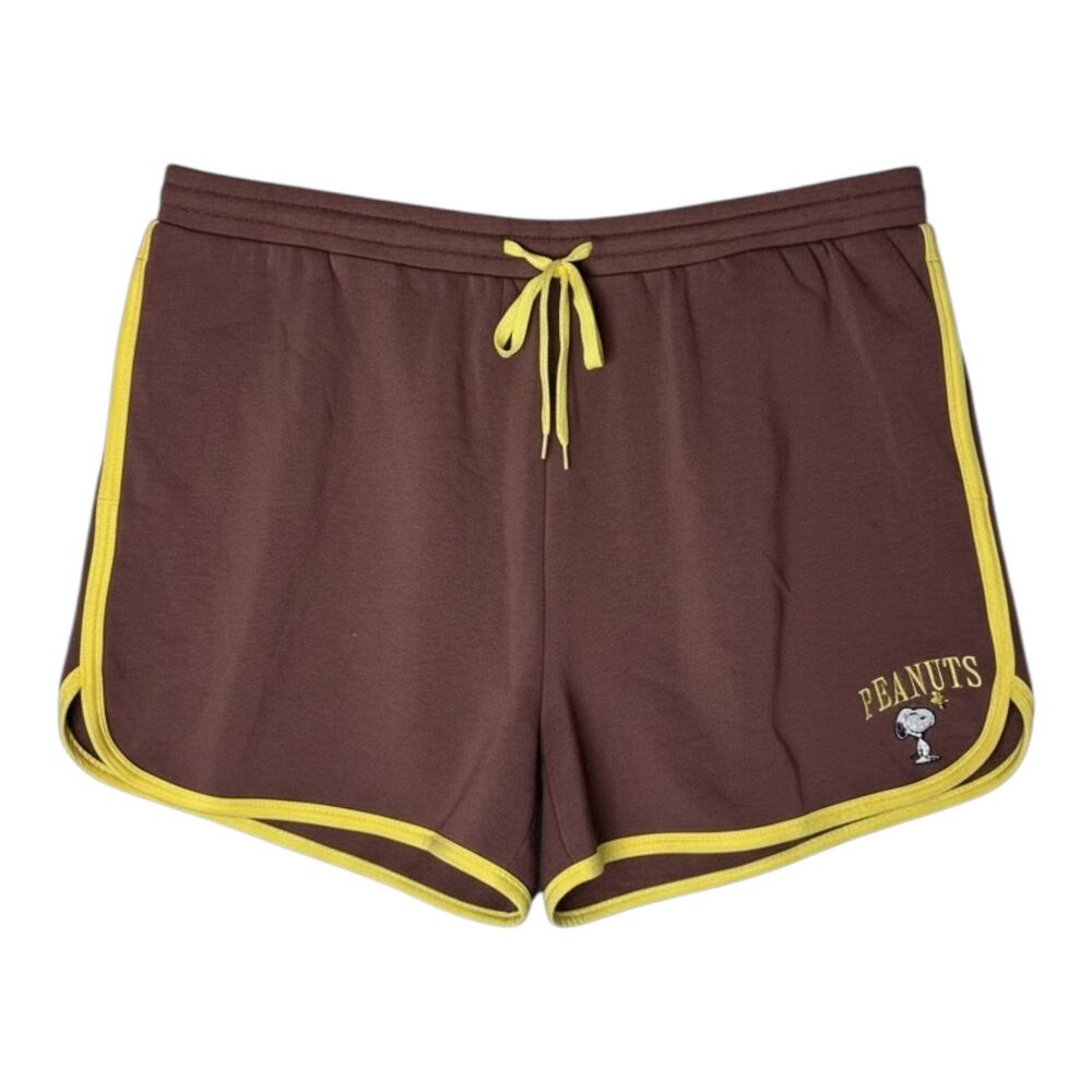 Women's Peanuts Graphic Shorts - Brown 1X